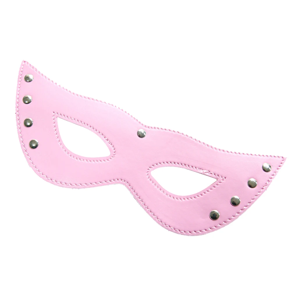 Womens Ladies Fashion and Sexy Lowrie Shaped Eye Mask with Elastic Strap Leather Cosplay Role Play Party Costume 