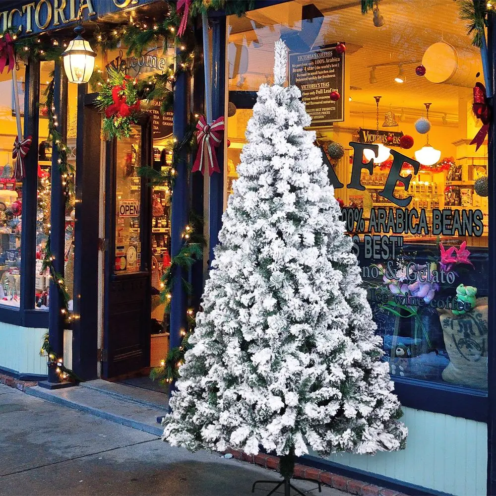 

7ft Pvc Flocking Christmas Tree 1300 Branches Automatic Tree Artificial Christmas Tree For Christmas Home Party Decortaion