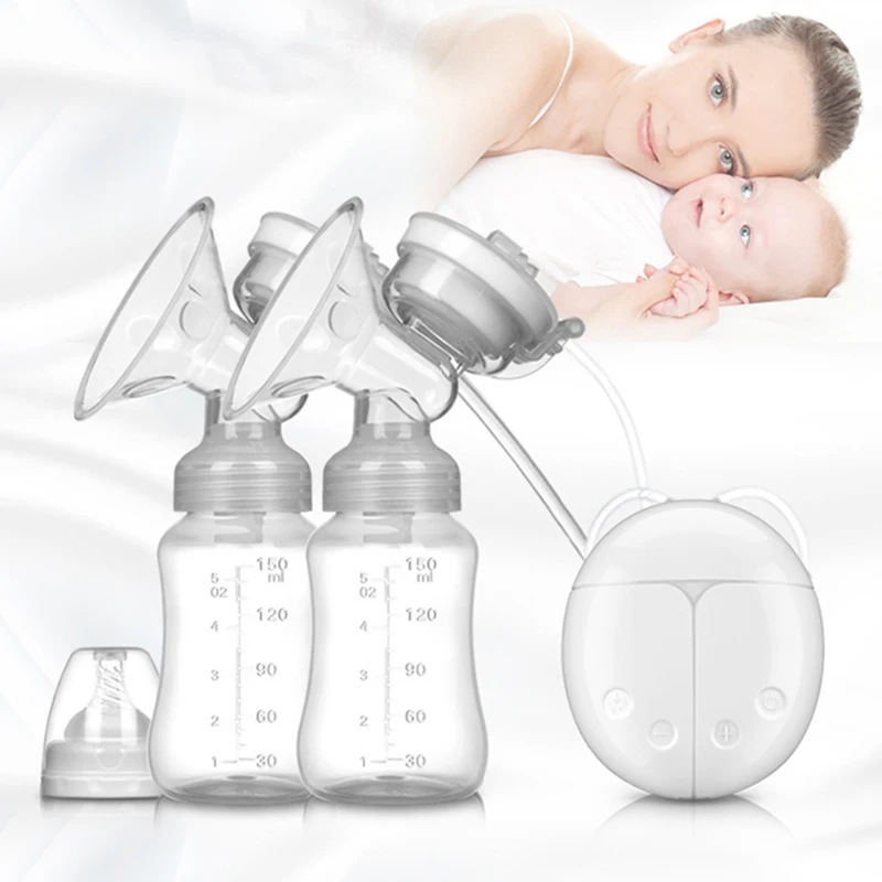 Double Electric Baby Breast Pump Powerful Suction Nipple USB Pump With Baby Milk Bottle Cold Heat Pad Breast Feeding Tool BB5173 (9)