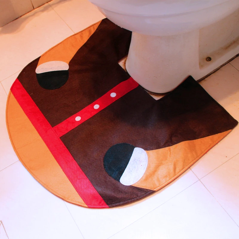 

3Pcs/Kit Christmas Decoration Christmas Elk Deer Water Tank Toilet Seat Cover Rug Bathroom Set Protecting Decorating Toilet Seat