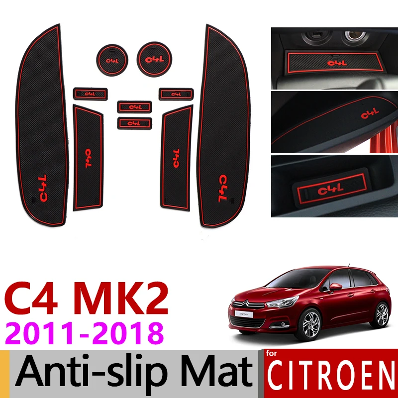 Автомобильный Гаджет коврик для Citroen C4 2011 2012 2013 MK2 C4L аксессуары гелевая накладка резиновая ворота Слот коврики чашки s