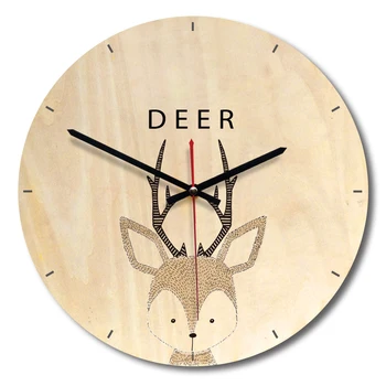 

Nordic Animal Wooden Wall Clock European Style UV Printing Wall Clock For Home Decoration