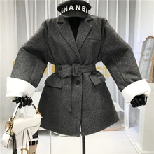 Модное женское пальто, зима, однобортное, отложной воротник, Регулируемая Талия, высокая уличная мода, корейское легкое пальто, Mujer Elegante