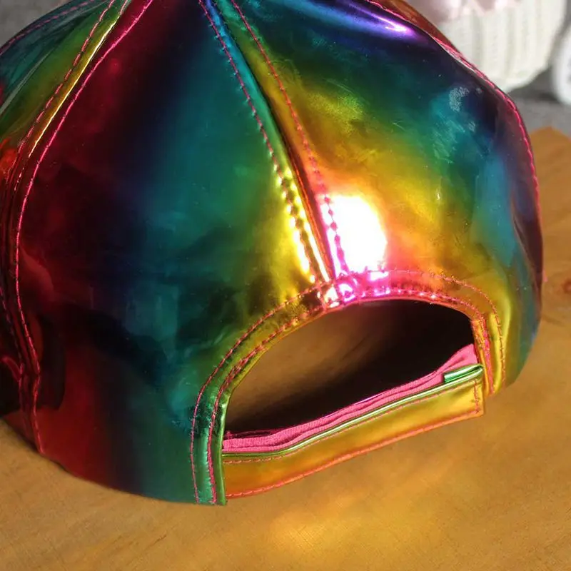 Fashion Hot Leather Cap Autumn Multi-Colored Baseball Cap Pu Hat Street Dance Performance Hat Attractive Baseball Glof Cap
