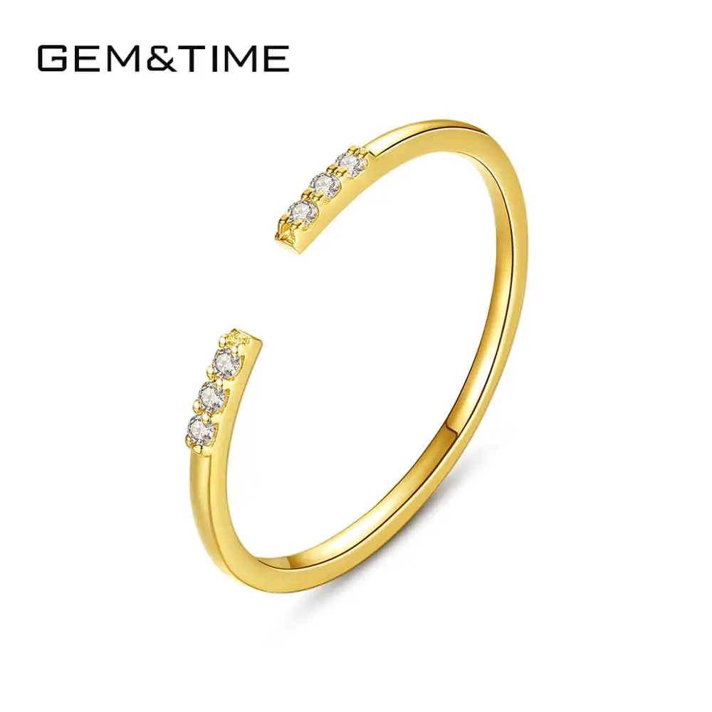 Gem&Time Simple Real 14K Gold 585 Fine Jewelry Open Rings Gemstone 14k Yelloe Gold Engagement Ring for Women Anillos Mujer R1411 Gem&Time Simple Real 14K Gold 585 Fine Jewelry Open Rings Gemstone 14k Yelloe Gold Engagement Ring for Women Anillos Mujer R1411