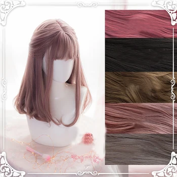 

Original Daily Lolita Cosplay Wigs High-temperature Fiber Synthetic Hair Five Colors Long Natural Straight Hair + free hair cap