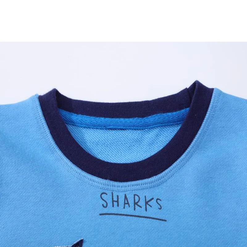 TUONXYE Boys Long Sleeves Shark Embroidery Pattern Sweatshirts Kids Clothes Autumn Outerwear Cotton Casual Knitting Clothes