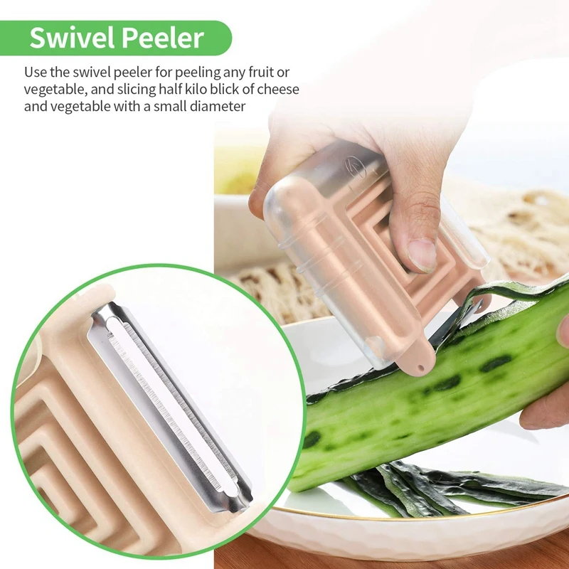 3 in 1 Vegetable Peeler for Potato Tomato Carrot Zucchini Peelers with Swivel Serrated Plastic