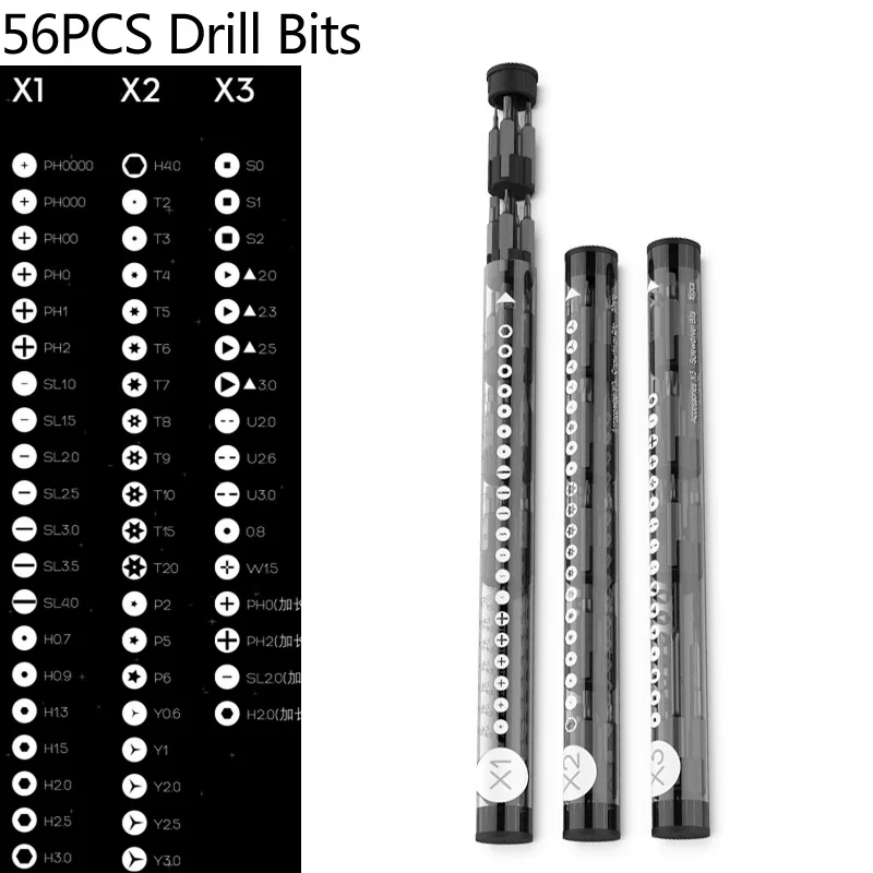 56pcs drill bit 1 Набор, мини-прецизионная электрическая отвертка, набор, перезаряжаемая литиевая батарея, Беспроводная электрическая отвертка, 56 шт., сверла - Цвет: 56pcs drill bit