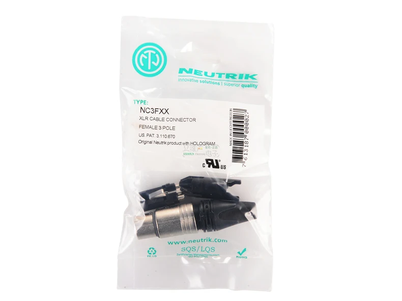 NEUTRIK three core XLR balance cannon female plug NC3FXX посеребренный с цветным кольцом