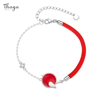 

Thaya Real S925 Silver Chain Lovebirds Bracelet Silver Bracelet Hand Strap Red Enamel 19cm For Women Fine Jewelry Christmas Gift