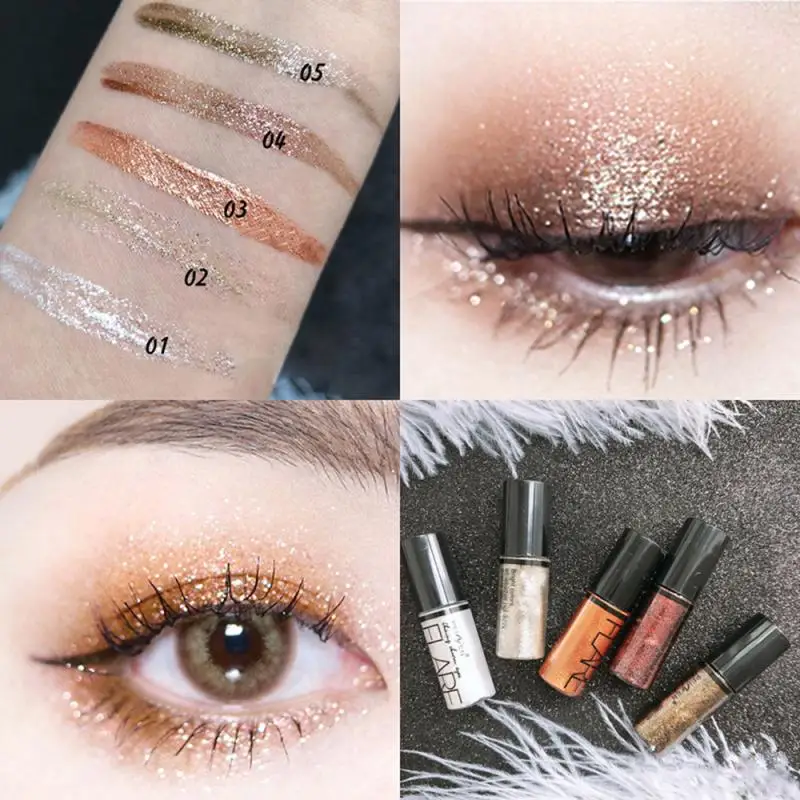 

5 Color Makeup Eye Shadow 1pc Pearlescent Metals Glitter Liquid Eyeshadow Single Blend Sparkling Smooth Eyes Cosmetics TSLM2