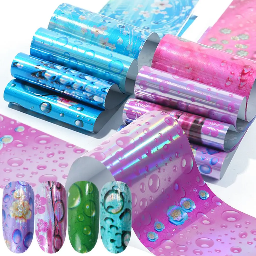 

16pcs\set Nail Art Foil Stickers Waterdrop Starry Sky Self Adhesive Transfer Wraps Nail Adhesive Decals Nail Decoration Manicure