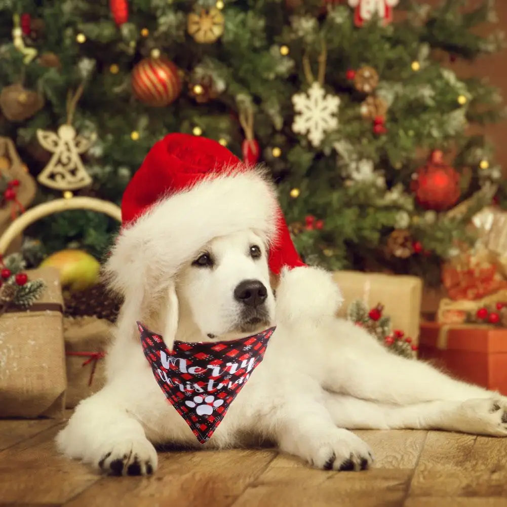 1PCS Christmas Pet Dog Bandana Reversible Triangle Bibs Towel Scarf Pet Grooming Costume Accessories Pet Saliva Bandana