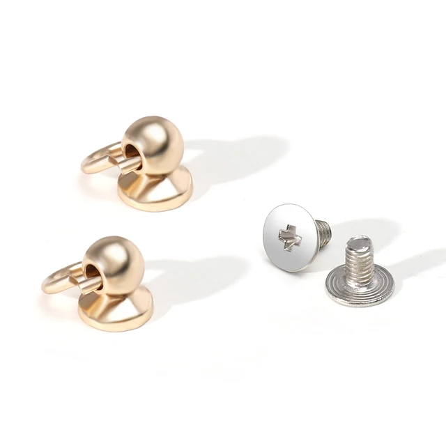 10pcs Metal Ball Post with O Ring Studs Rivets Nail Screw Back Round Head Spot Spikes Leather Craft Phone Case Decor Accessories AS822