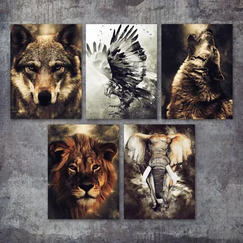 

Watercolor Wolf Lion Eagle Elephant Wall Art Canvas Painting Nordic Posters And Prints Wall Pictures For Living Room Home Decor