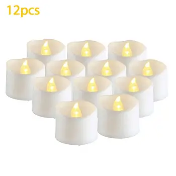 

New 12PCS Electronic Candle Lamp Notch Tea Wax Lamp Wave Mouth Small Tea Wax Holiday Decoration Flameless Lamp LED Lighting