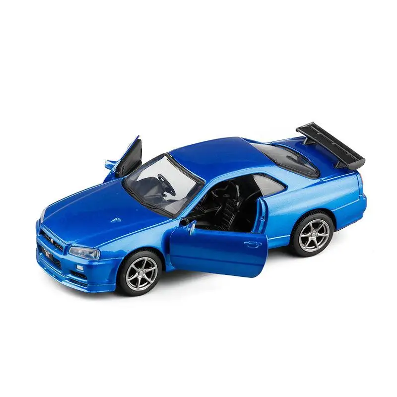 1:36 автомобиль игрушечный из сплава Nissan Gtr R34 спортивный модель металлической