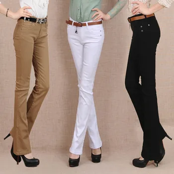 

fashion slim ol flare pants stretch straight long pants pants women flare pants plus size waist casual pants women trousers