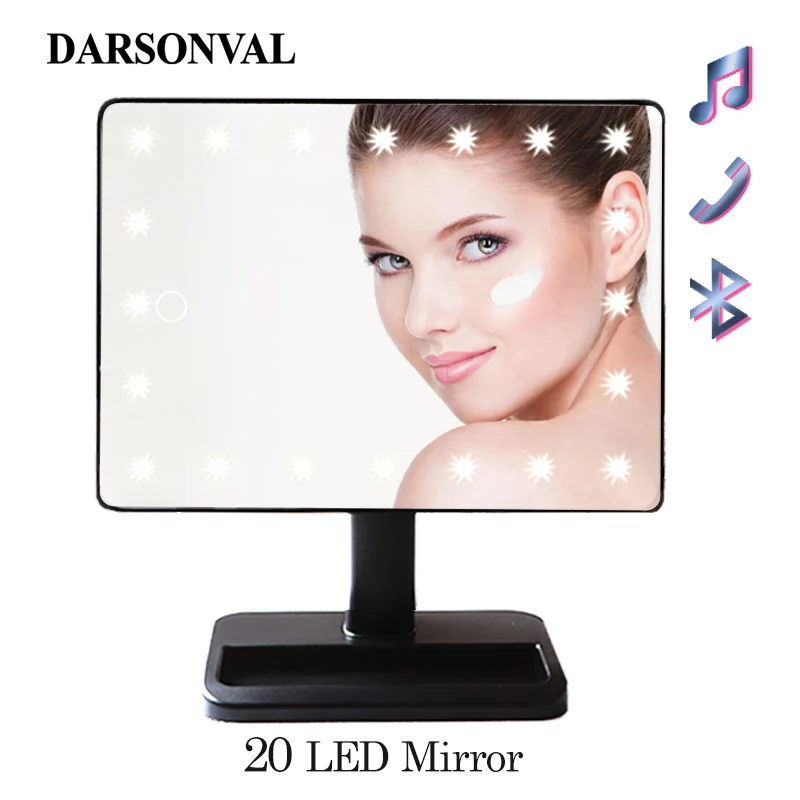 

DARSONVAL Bluetooth lighted makeup mirror with 20/22 Led USB Charging Vanity make-up mirror Magnifying Rotation Desktop Mirror