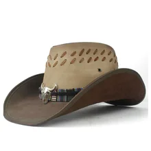 Кожаная мужская и женская западная ковбойская шляпа широкая шляпа уличная Sombrero Hombre Женская ковбойская шляпа