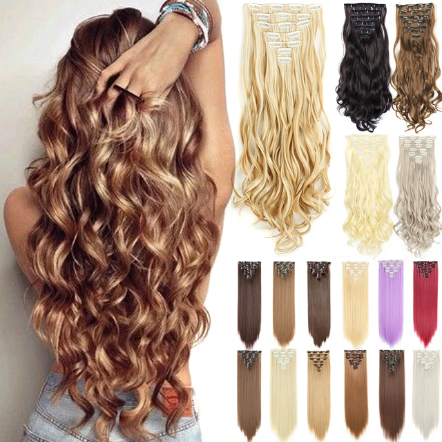 Synthetic Hair Extensions Clip  Fake Hair Extensions Clip - Synthetic Clip-in  One Piece(for White) - Aliexpress