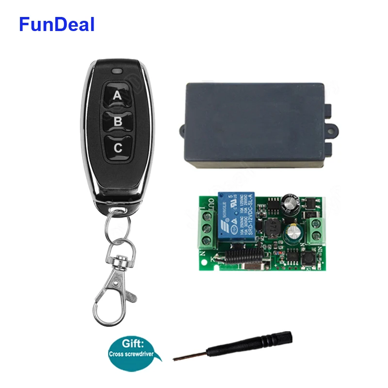 

FunDeal 433MHz Relay 220V Wireless Remote Control Switch 433 MHz 110V RF Remote Control Receiver Transmitter For Led Light Lamp