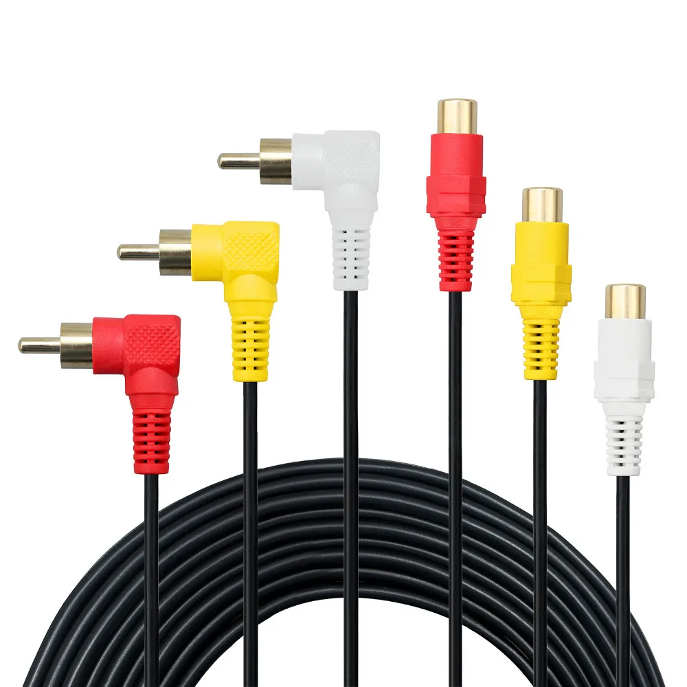 Удлинительный кабель RCA Премиум позолоченный 90 градусов под прямым углом 3 Rca папа