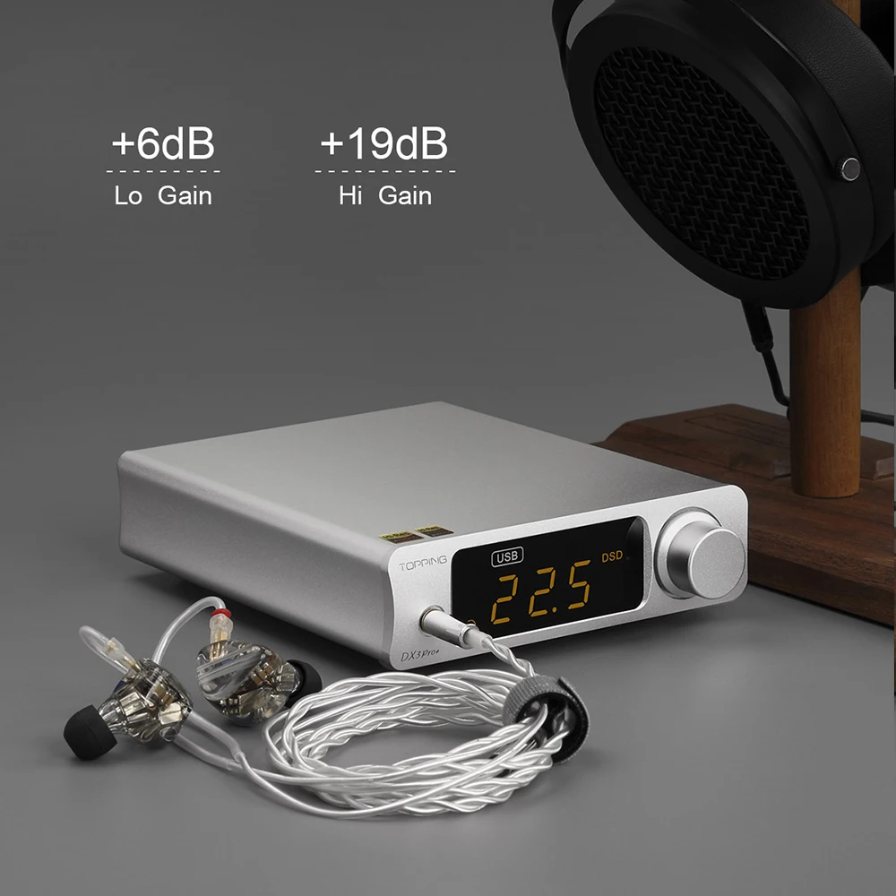 ES9038Q2M Bluetooth 5.0 LDAC Audio Decoder DSD512 DAC AMP NFCA Amplificatore per cuffie pre amplificatore argento Topping DX3 Pro