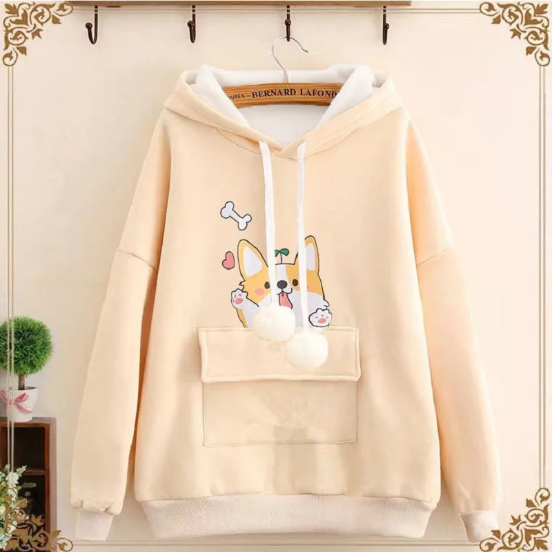 plain hoodies Anime Hoodies Women Cartoon Hooded Pink Tops 2022 Autumn Fashion New Woman Sweatshirt Fall Clothes Loose Japanese Cute Hoodie pink bape hoodie