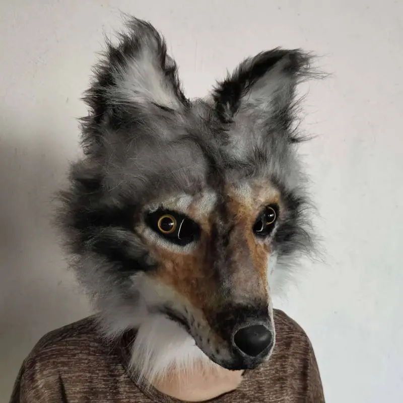 

Маска Wolfdog на Хэллоуин, длинный плюшевый головной убор вечерние праздничный костюм для косплея, латексная маска, забавная плюшевая маска в виде животного, реквизит для фото, подарки