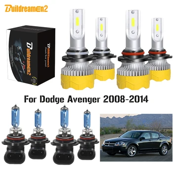 

Buildreamen2 4 X Car Headlight High Low Beam LED Halogen Headlamp Light 12V For Dodge Avenger 2008 2009 2010 2011 2012 2013 2014