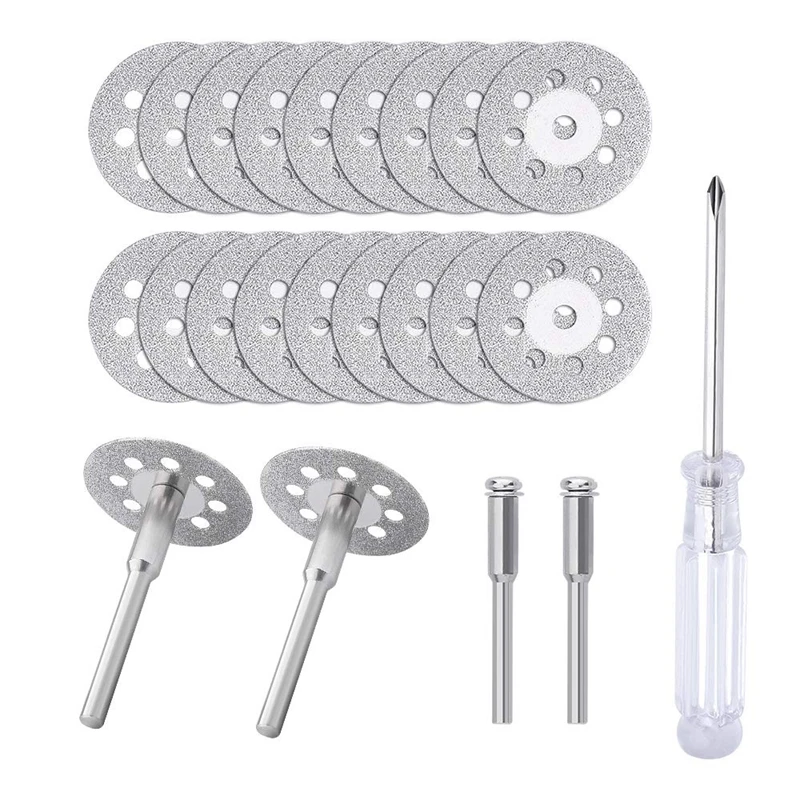 

20Pcs Diamond Cutting Wheel(22Mm)with 4Pcs 402 Mandrel(3Mm)and Screwdriver for Dremel Rotary Tools