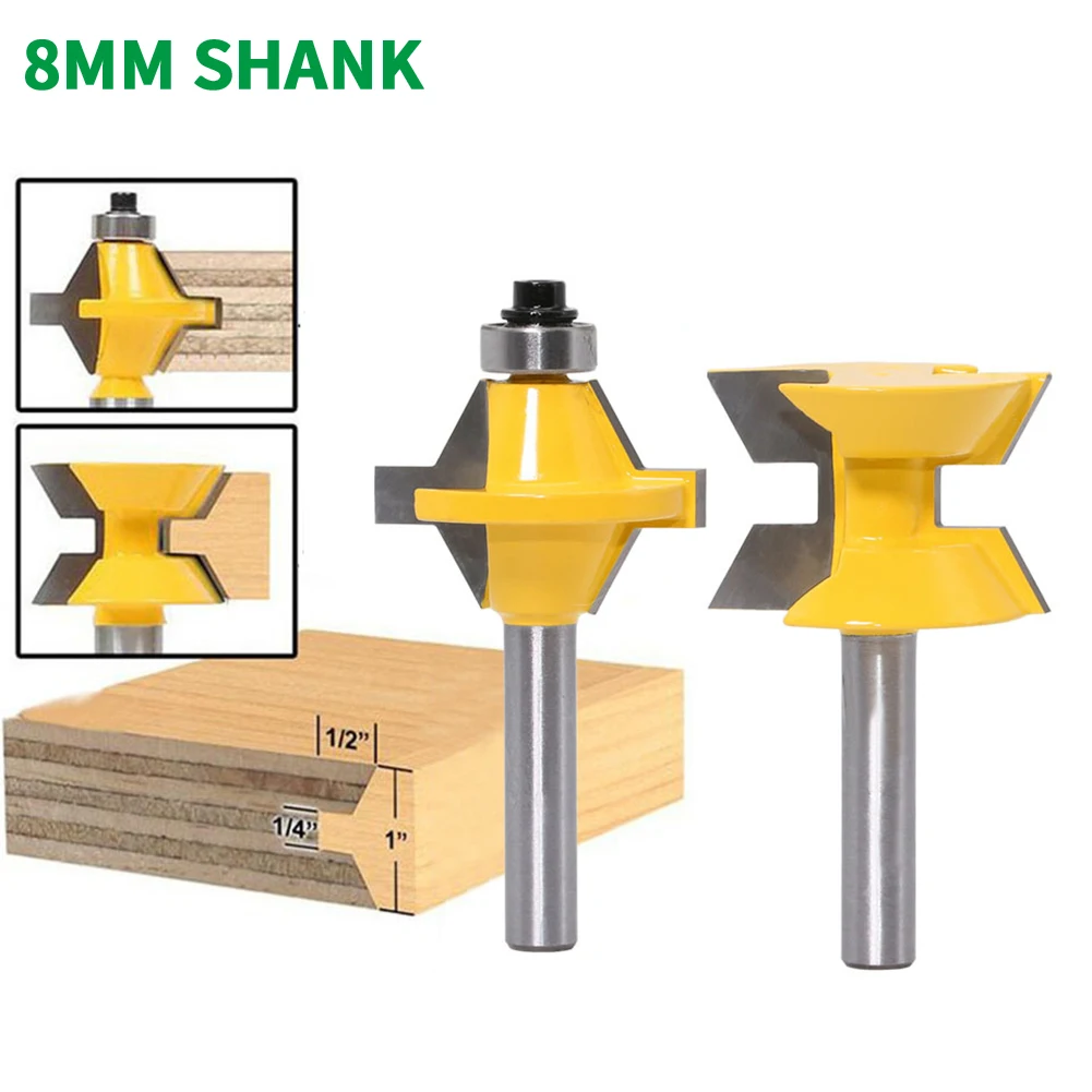 

2PCS/Set 8MM Shank Milling Cutter Wood Carving 120 Degree Woodworking Groove Chisel Cutter Tool Router Bit Set T-Slot Cutter