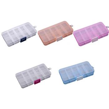 

10 Grids Plastic Jewelry Container Parts Organizer Transparent Storage Box for Small Component Jewelry Tools Empty Case 5 Color