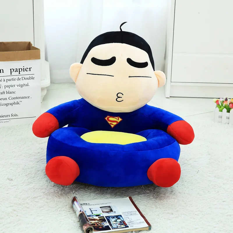 Cartoon Super Hero Toys Plush Baby Seat Feed Chair Stuffed Spiderman Batman Dolls Baby Soft Chair Plush Toys for Kids Gift - Цвет: Белый