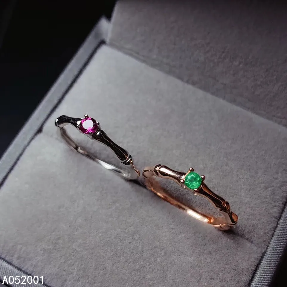 KJJEAXCMY fine jewelry natural garnet emerald 925 sterling silver adjustable gemstone women ring support test luxury | Украшения и