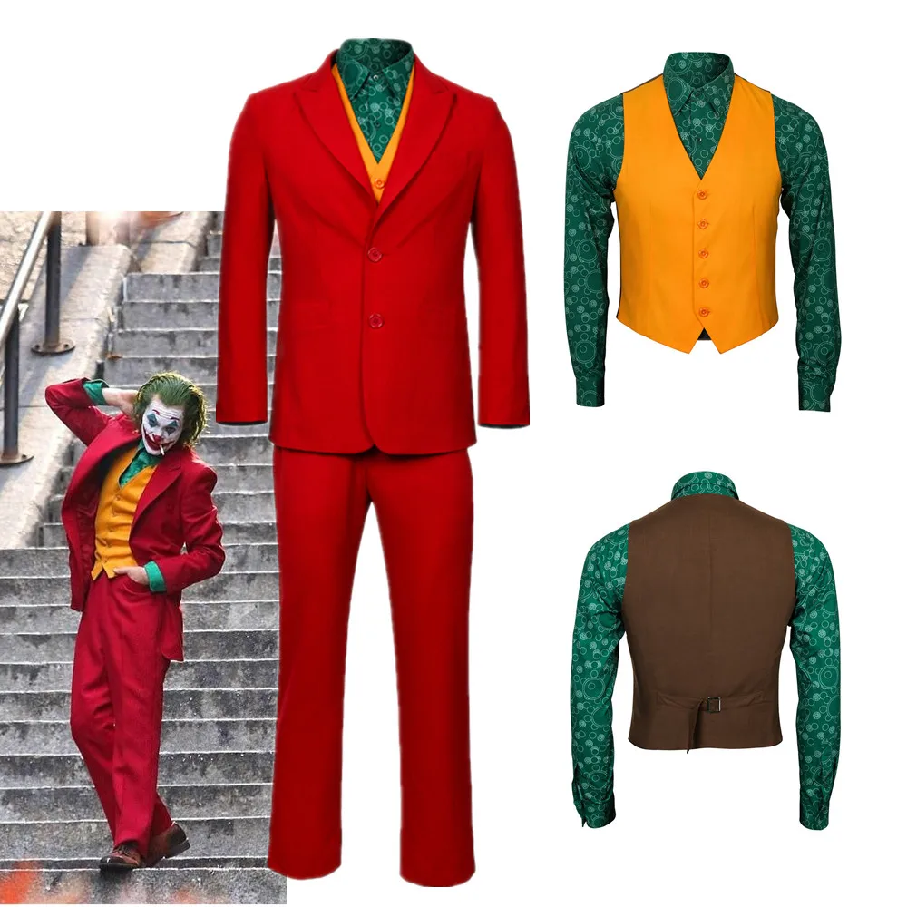 Joker Origin Movie Cosplay Joaquin Phoenix Arthur Fleck костюм Бэтмен Джокер Униформа красный Хэллоуин