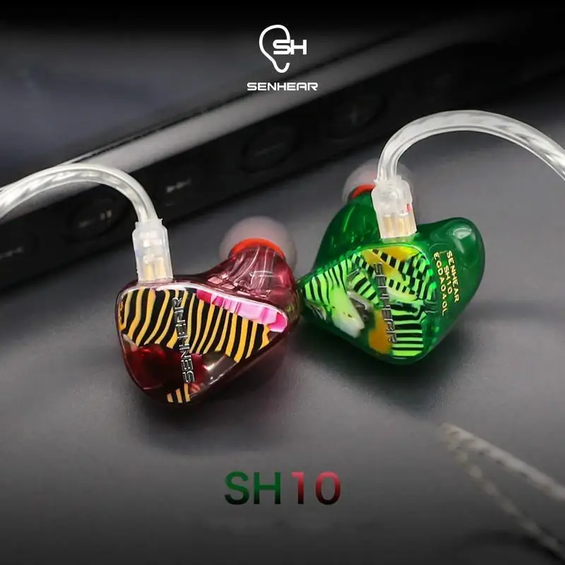 Senhear SH10 10 Balanced Armature Hifi Music Moniotor DJ Studio Customize Bass Audiophile Earbuds Earphones Replaceable Cable