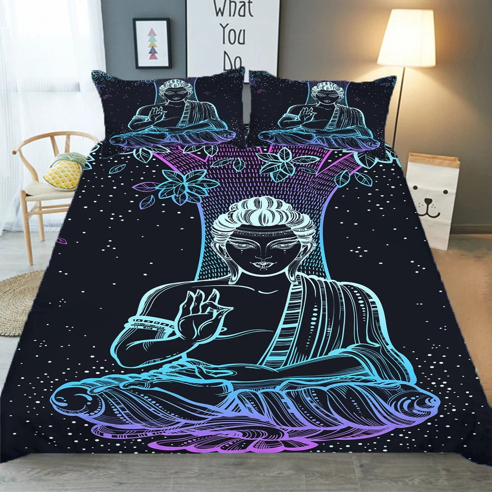 

Duvet Cover Set Bed Lines Buddha Statue Printed Bedding Coverlet 3d Double Bedroom Clothes King Queen Size with Pillowcase