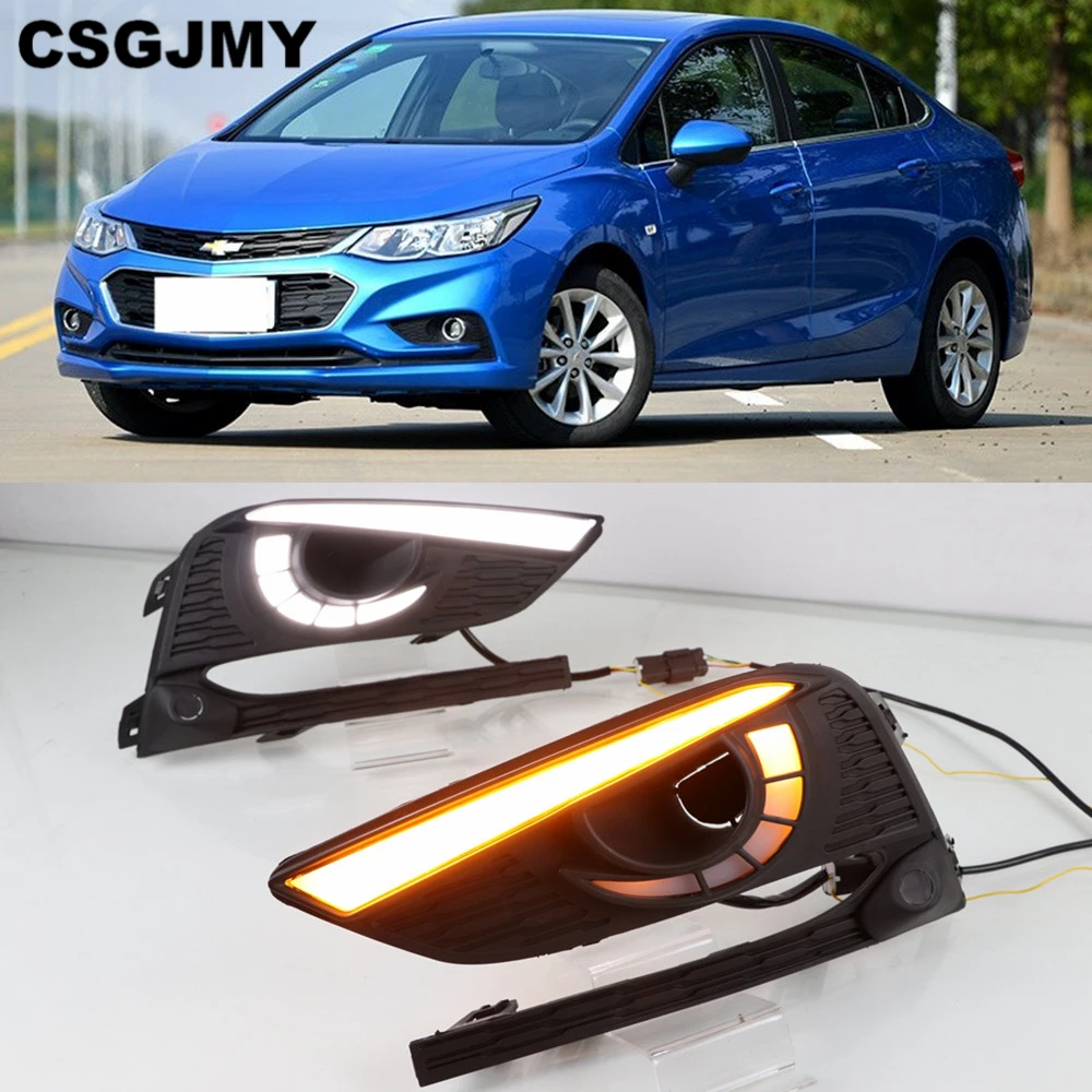 CSGJMY 2 шт. DRL для Chevrolet Cruze дневные ходовые огни Противотуманные фары крышка фары 12 в дневной сигнал для Chevy