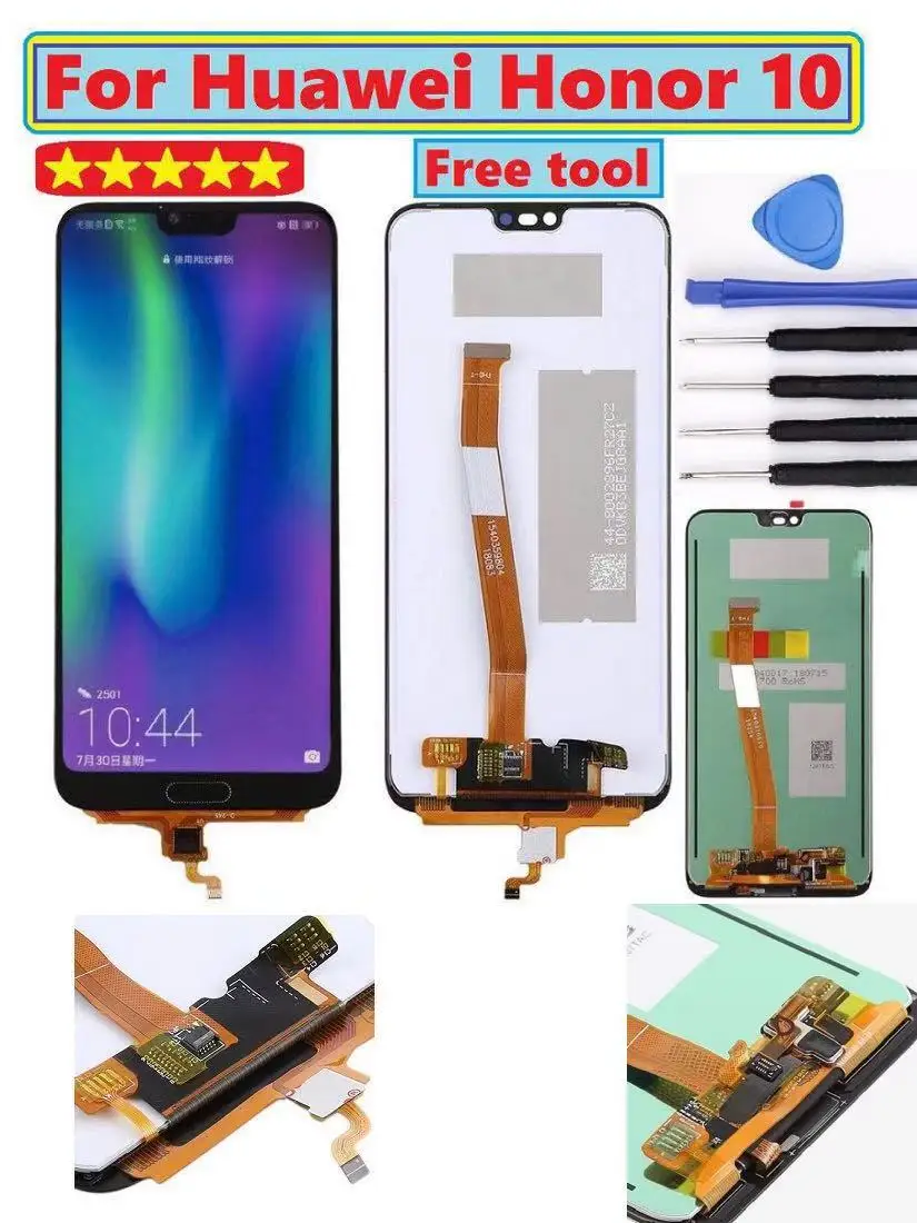 

AAA Original LCD For Huawei Honor 10 LCD Display Touch Screen Digitizer Assembly+fingerprint For honor10 COL-L29 LCD Replacement