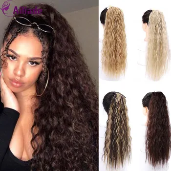 

AILIADE 22 Inch Long Curly Synthetic Ponytail Extension Clip-in Pony Tail For Women Daily/Party Black Brown Golden Red