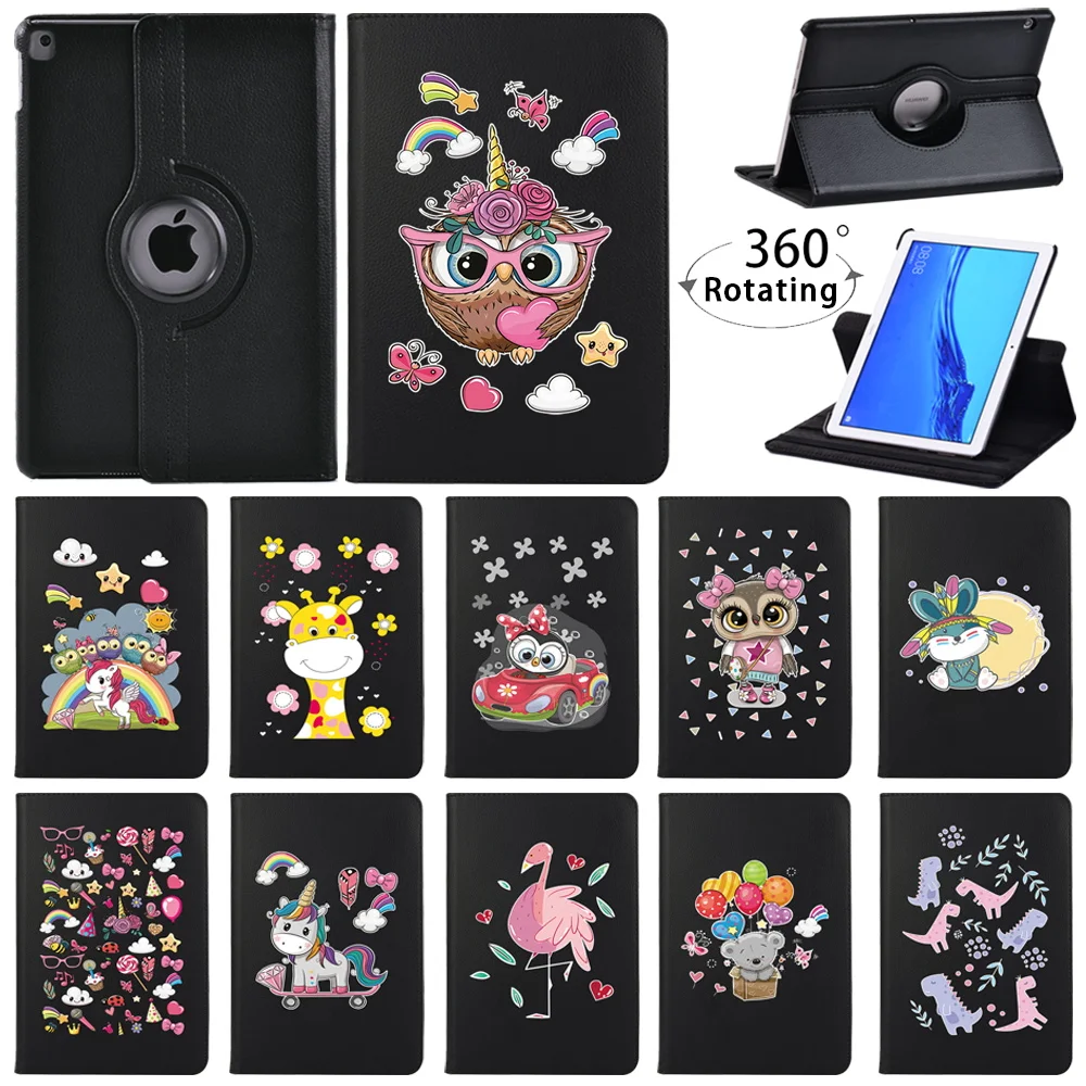 

Case for Huawei MediaPad T3 10 9.6" 360 Degrees Rotating PU Leather Flip Cover Cases for MediaPad T5 10 10.1" Tablet Smart Cases