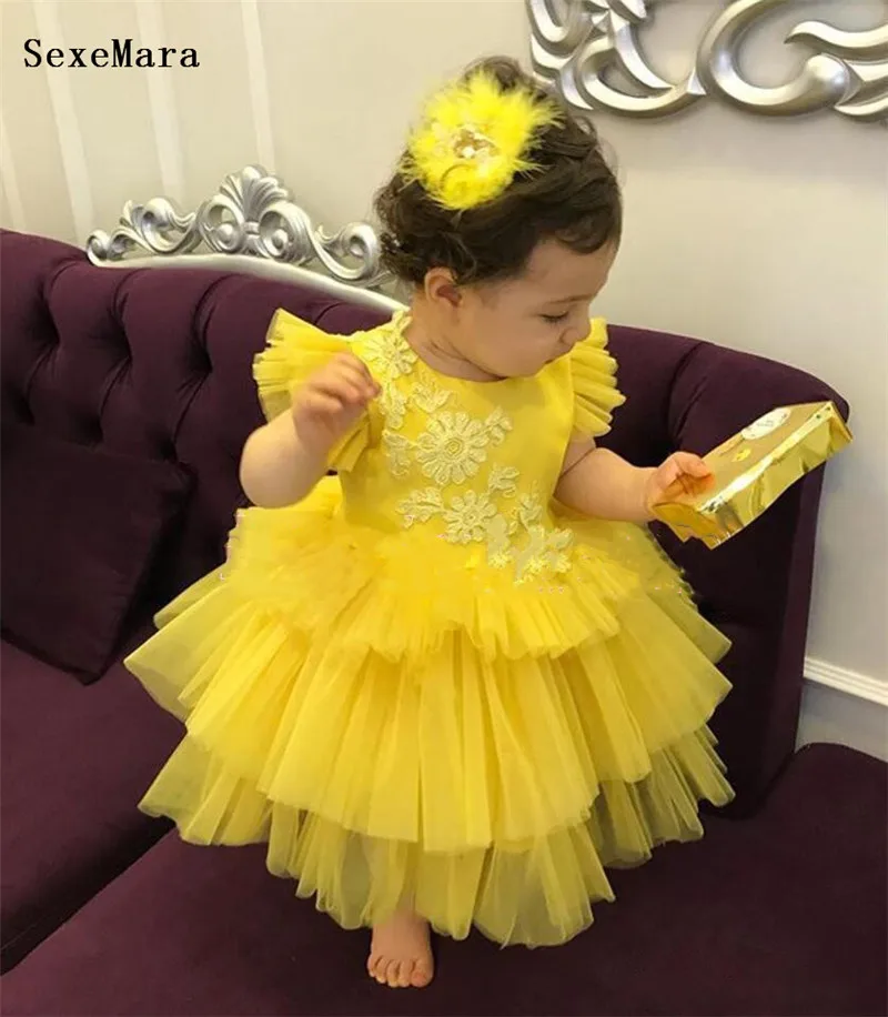mustard color baby girl dress