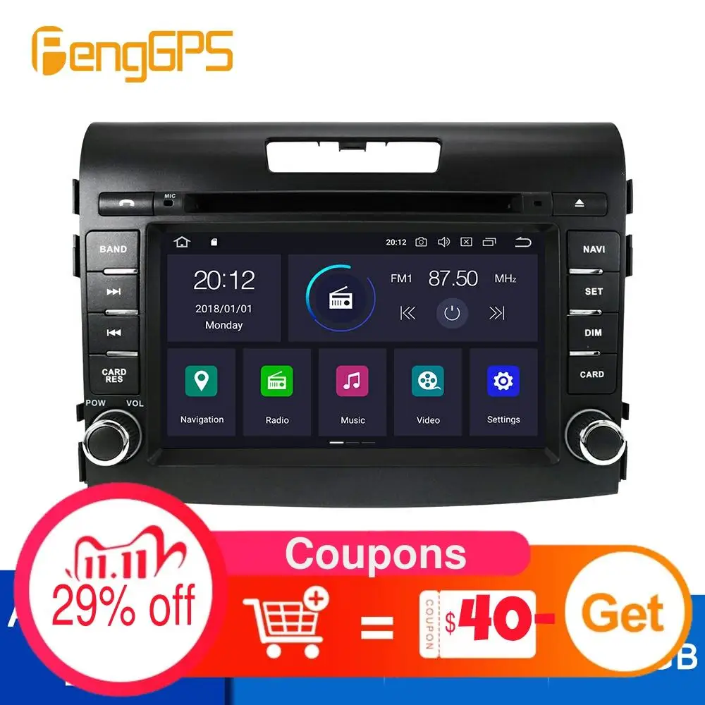 

Android 10.0 DVD Player For Honda CRV 2012-2016 Touch Screen GPS Navigation Multimedia Headunit 4G+64G Carplay DSP PX6 IPS OBD2