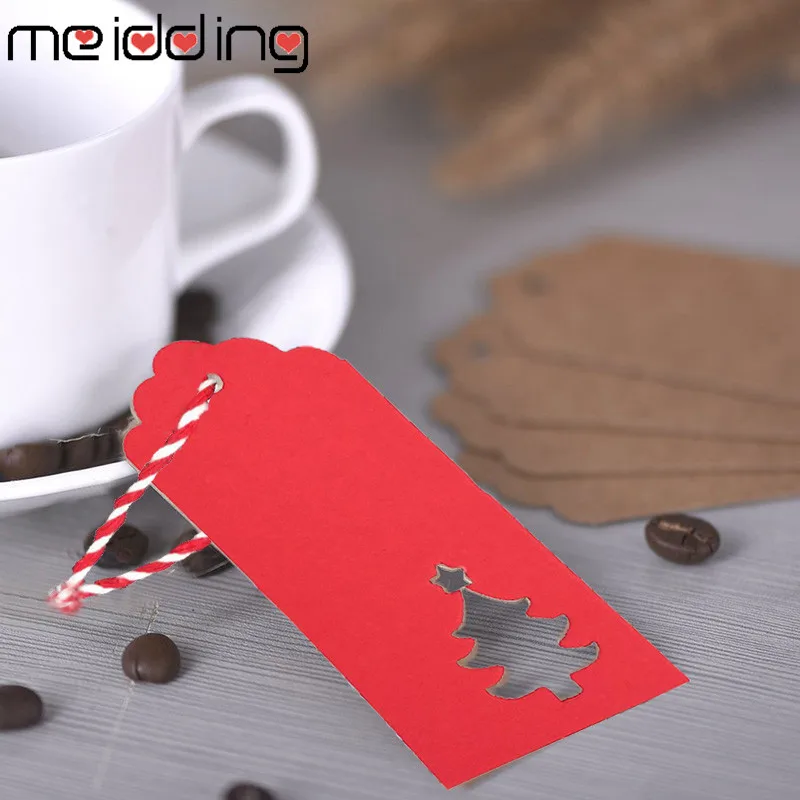 MEIDDING 100/50 шт. Рождественская елка тег для рождественской вечеринки с благословением красный, белый рождественской елки подарка и орнаментом Рождественский метка