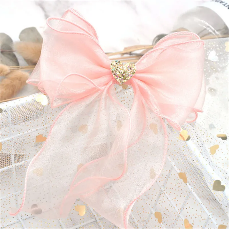orange pink heart 10 шт./лот; Новинка; модная пряжа для девочек; бант; Шпилька; блестящее сердце; топ; заколка; детский весенний зажим; головной убор для принцессы; аксессуары для волос - Цвет: orange pink heart