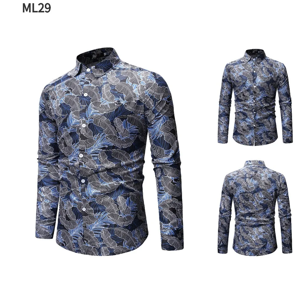 Мужская гавайская рубашка мужская повседневная Camisa Masculina с принтом ананаса пляжные рубашки с длинным рукавом цветочные рубашки мужская