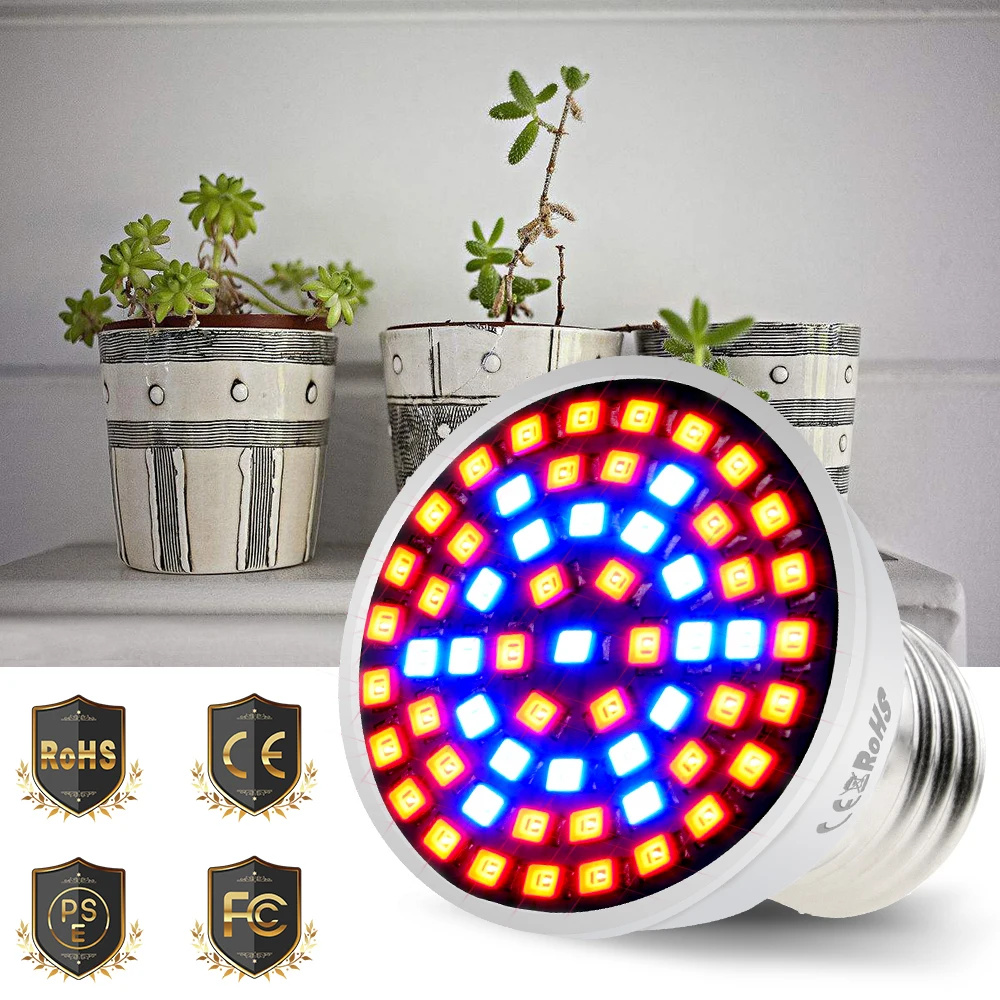 GU10 Phyto лампы E27 Led полный спектр свет для выращивания MR16 светодиодные лампы для рассады 48 60 80 светодиодов B22 Лампа для выращивания растений для теплицы E14